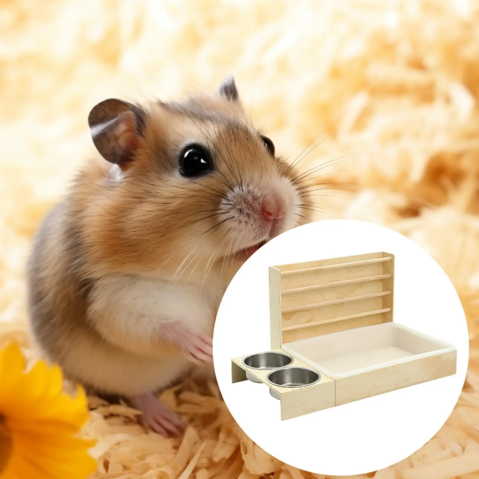 Wooden Bunny Hay Feeder with Box Playground Interactive Litter Box Guinea Pig Foraging Toy for Rabbit Hamster Chinchilla Bunny