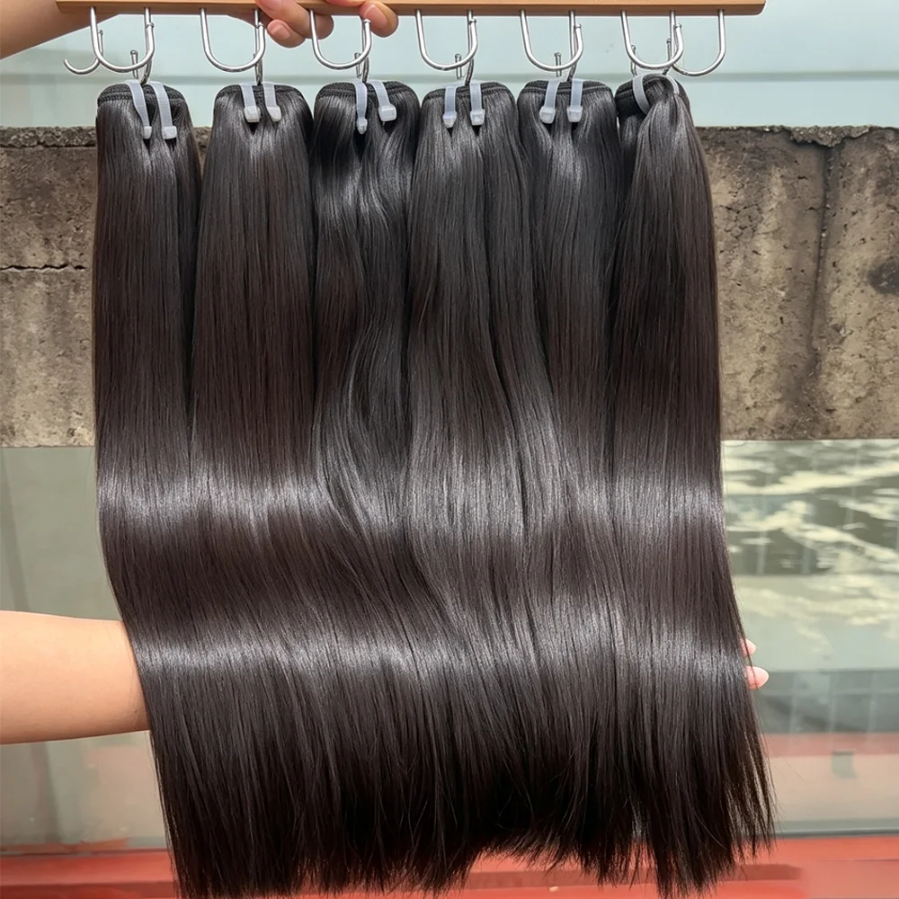 2 3 4 Pcs Vietnamese Raw Hair Bundles Straight Human Hair Weave Thick Full Ends Silky Real Remy Hair 24 26 Inch Natural Black 100% Unprocessed Premium Human Hair Bundles Extensions For Women