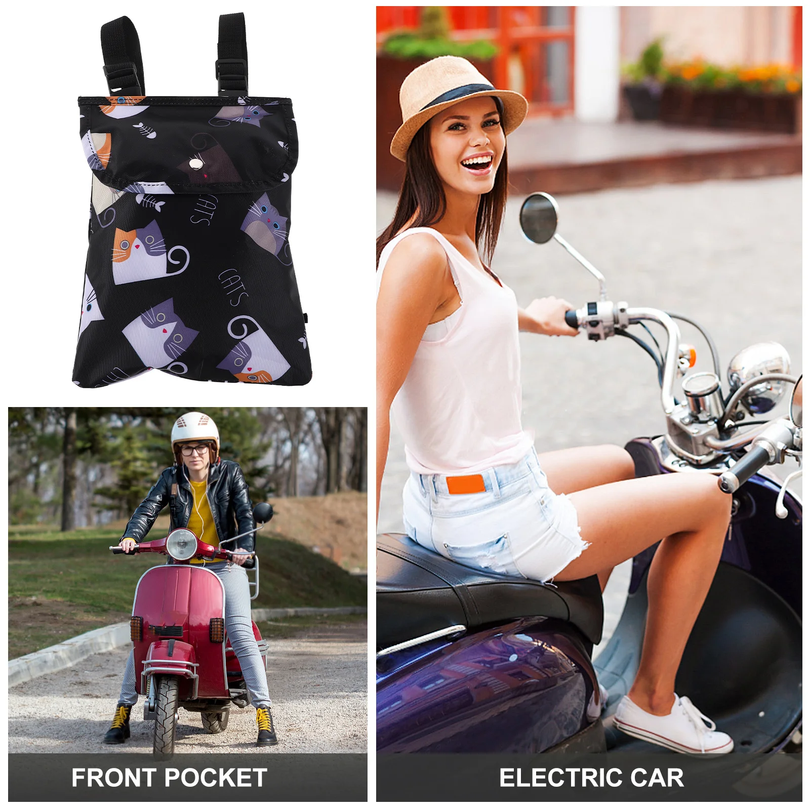 

Electric Bike Front Bag Large Capacity Waterproof Scooter Handlebar Hanging Organizer Storage Pouch for Commuting Riding