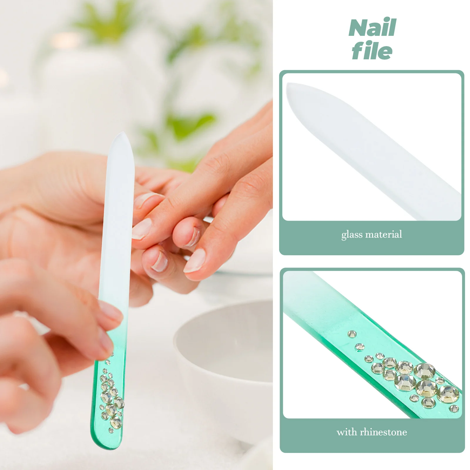 

2Pcs Colorful Glass Nail File Smooth Shaping Tool for Natural False Nails Manicure Pedicure Grooming Supplies Nail File