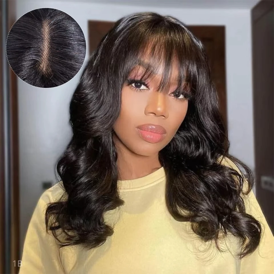 Choice 3x1 Middle Part Lace Wigs with Bangs Body Wave 100% Human Hair Wig Cheap Wig Brazilian Remy Bob Wigs For Black Women