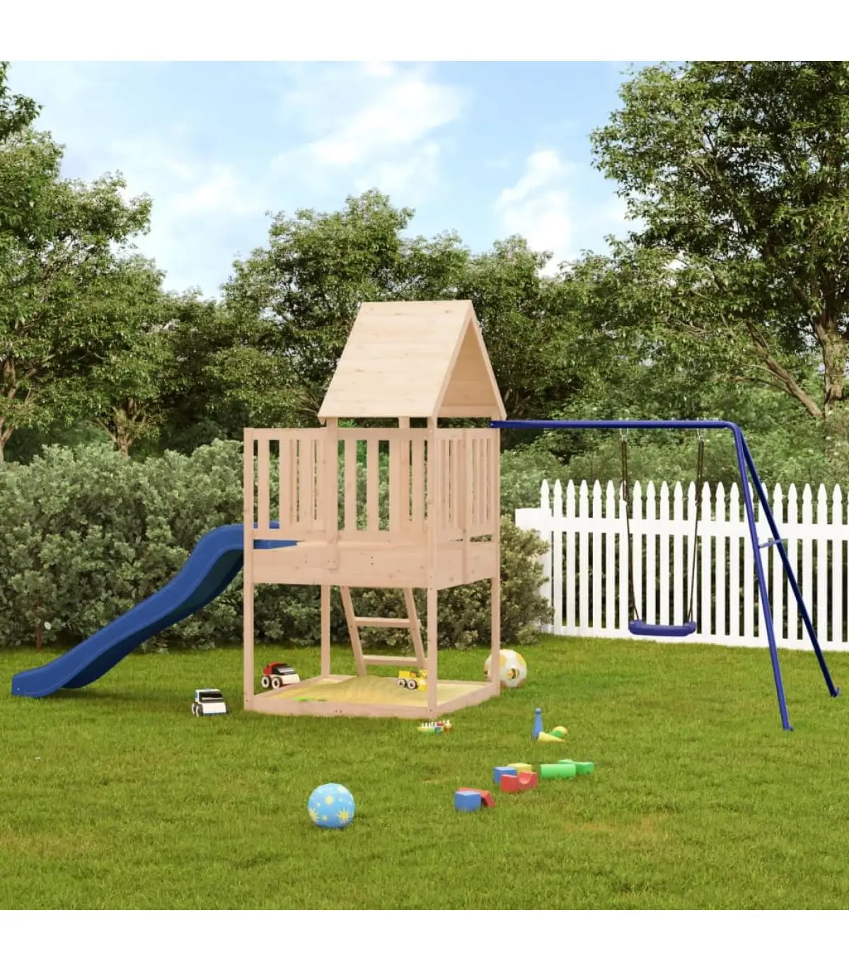 Playground playground with slide, ladder and swing pine wood