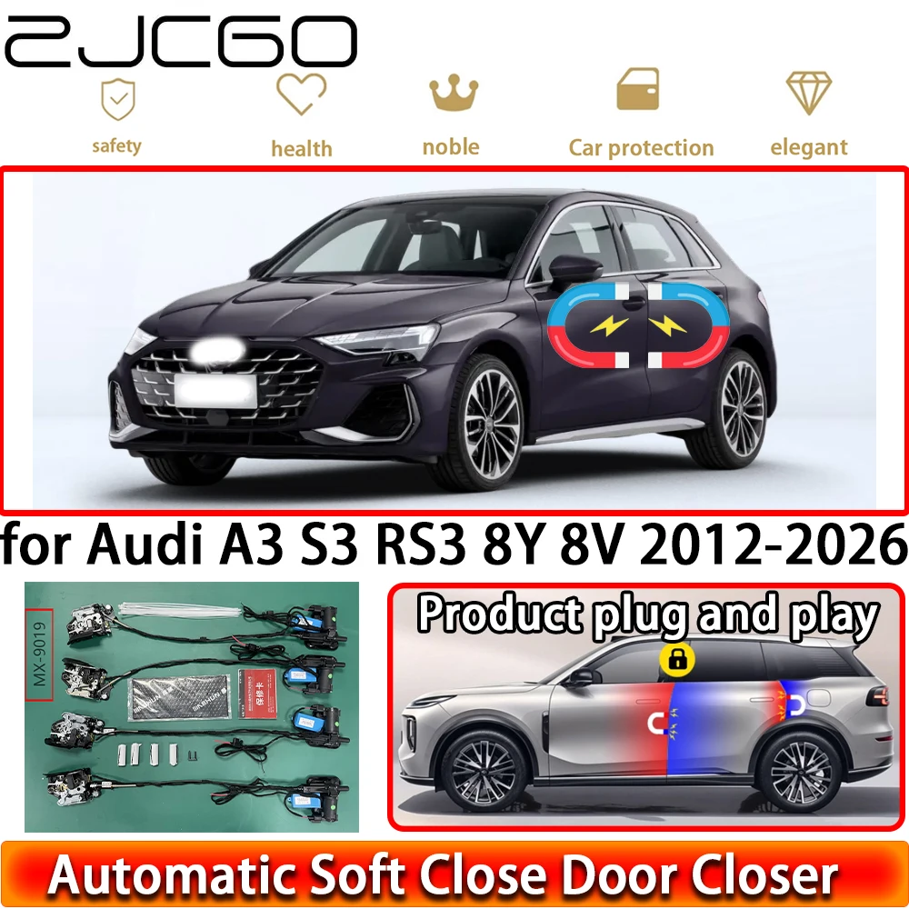 ZJCGO for Audi A3 S3 RS3 8Y 8V 2012-2026 Soft Close Door Kit Power Closing Latch System Auto Pull Door Easy Close Plug & Play