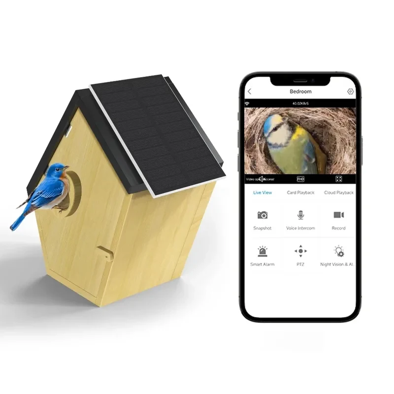 App Connected Bird Nest House Auto Record Photo & Video Wild Bird Watching Shelter