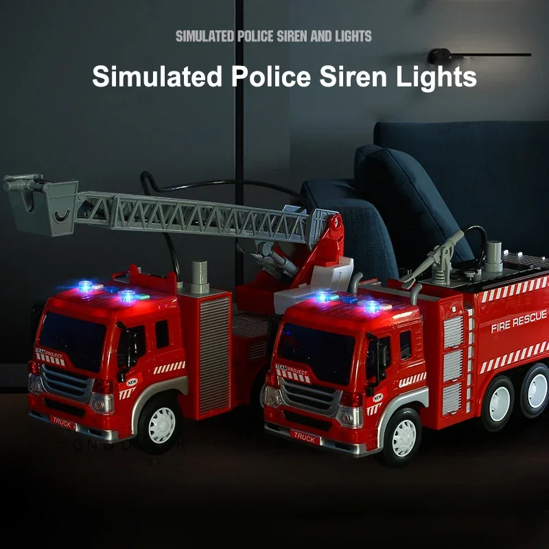 New 1:16 Simulation Fire Truck Model Large Sound Effect Light Fire Truck Ladder Truck Water Supply Truck Toy Children\'s Gift