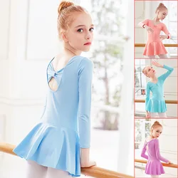 Ballet body Girl Toddler Hollow Back gonna Tutu Outfit corto manica lunga Ballerina Dance Dress ginnastica ritmica Ice Skate