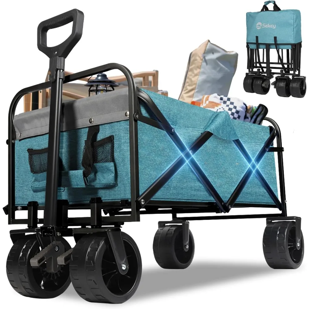 

Garden Cart, Heavy Duty Foldable Wagon with 330lbs Weight Capacity, Collapsible Folding Utility, Garden Cart