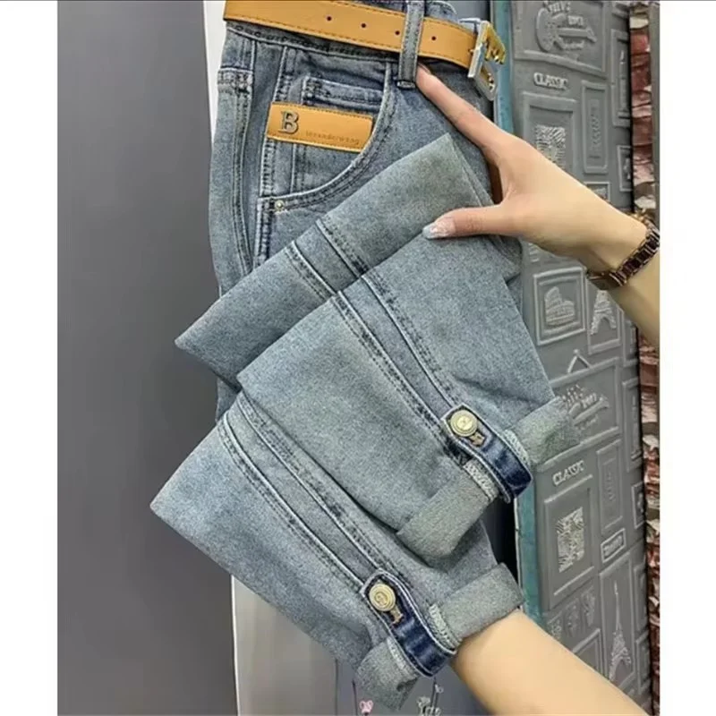 

5XL High Waist Casual Large Size Cowboy Ladies Pantalons Spring Summer Jeans Women Pants Fashion Straight Tube Female Trousers