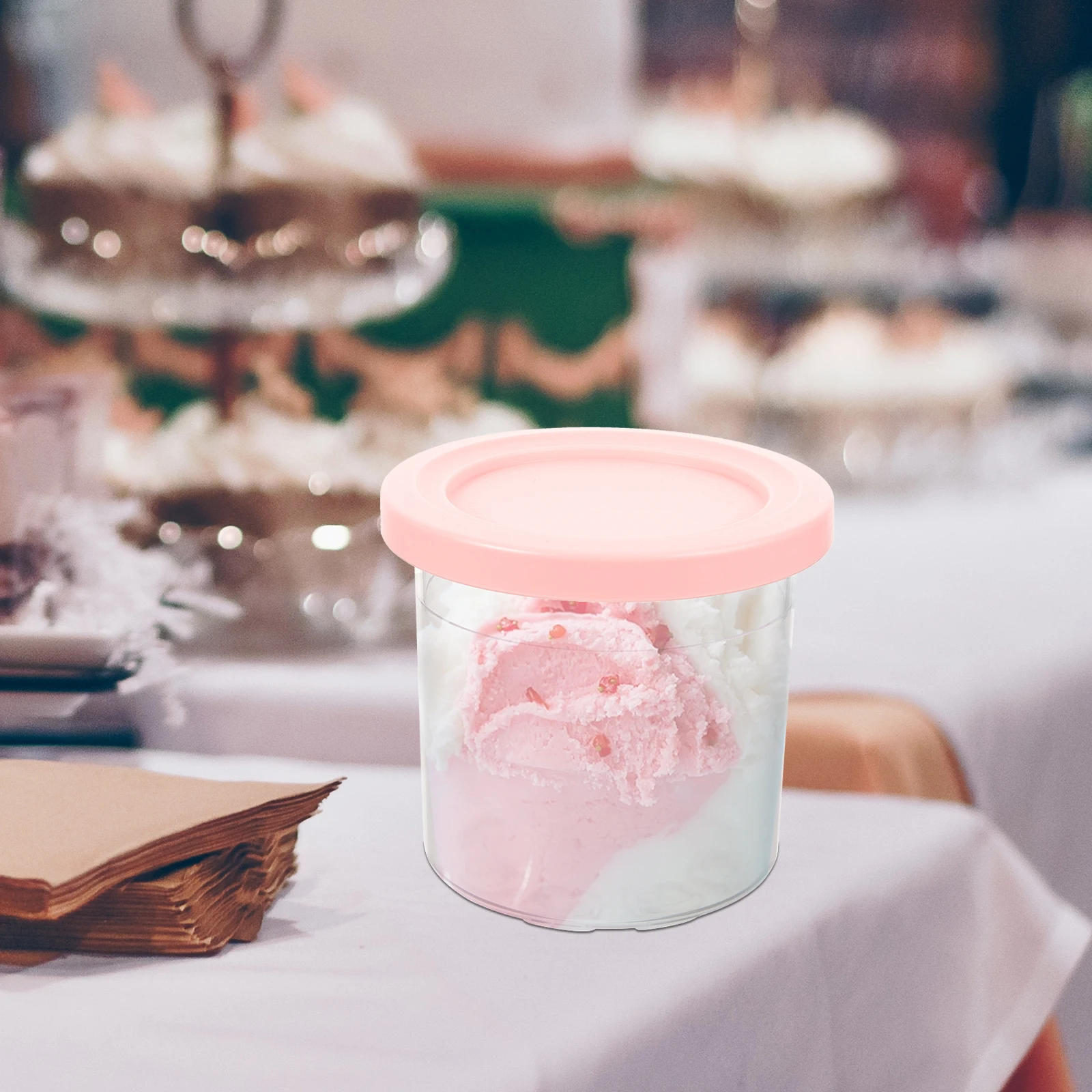 

Ice Cream Storage Container 500Ml Plastic Reusable Food Container For Dessert Yogurt Fruit Salad Bpa Free Ice Cream Bottle