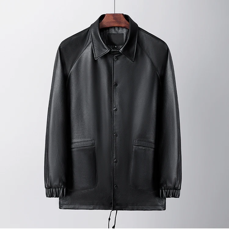 YR!Free shipping.Wholesales.Autumn classic casual men genuine leather jacket.Black over size style quality cowhide coat.