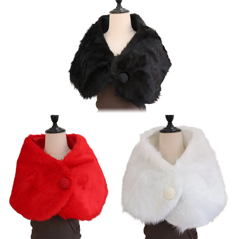 

Женский свадебный палантин из искусственного кроличьего меха, утепленный, с жемчужным декором, в виде воротника-накидки на плечи