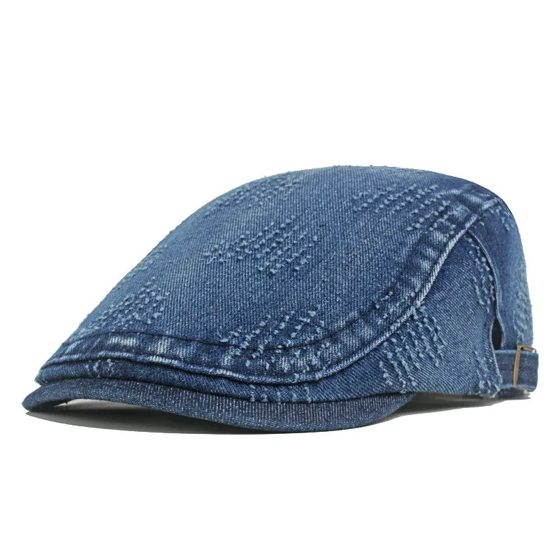 2023 Four Seasons Denim Solid Newsboy Caps Flat Peaked Cap Men and Women Painter Beret Hats 169