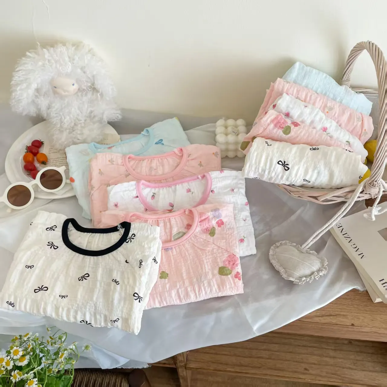 Frühling Atmungsaktive Kinder Nachtwäsche Sets 0-7Y Kinder Mädchen Gedruckt Homewear Pyjama Sets Sommer Gaze Stoff Weiche Täglichen Loungewear – Detail 17