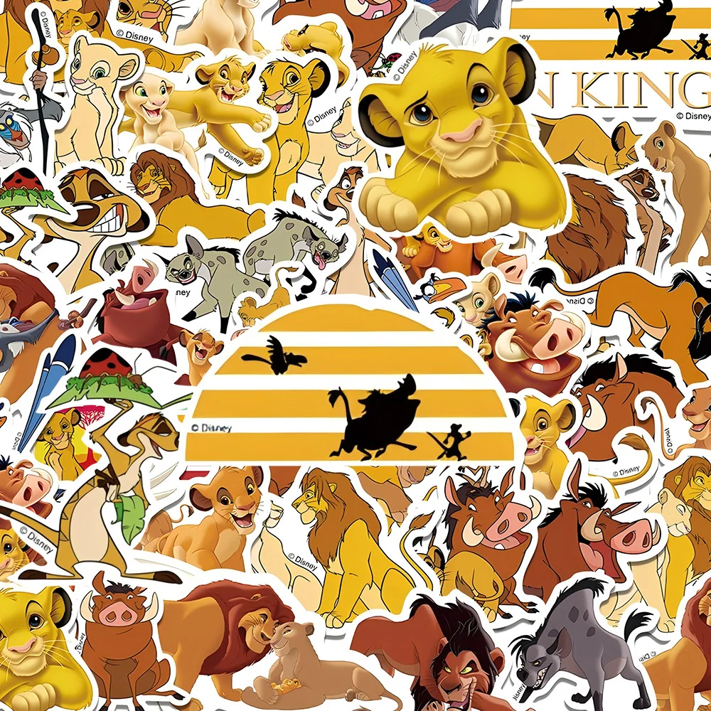 50 Stück Niedliche Disney-Film Der König der Löwen Aufkleber Wasserdicht DIY Skateboard Scrapbooking Süßer Simba Cartoon-Aufkleber Großhandel
