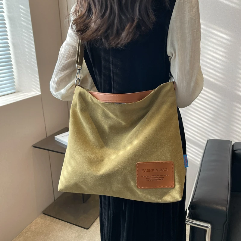 

Newest Fashion Trend Big Space Luxury Canvas Handbags Leisure Girls Women Daily Portable Crossbody Shoulder Bags For Shopping