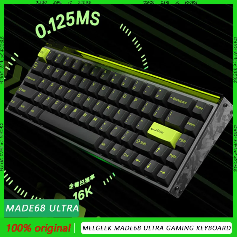 MelGeek MADE68 Ultra Aluminum Magnetic Switch mechanical Gaming Keyboard Customized 0.01RT Dual 8k Rate 0.125ms Latency laptop