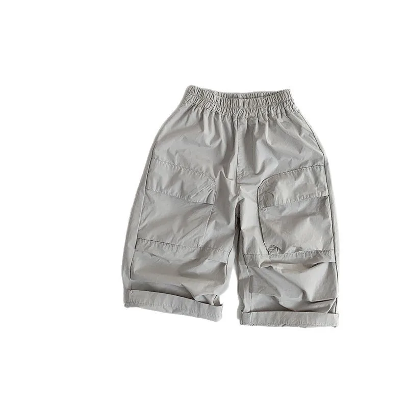 2025 Summer New Children Loose Trousers Fashion Girls Thin Casual Pants Cotton Boys Versatile Big Pocket Trousers Kids Clothes