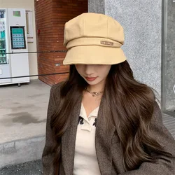 Panama women's small brimmed fisherman bucket basin hat Fashion outdoor knitting painter beret Caps H168