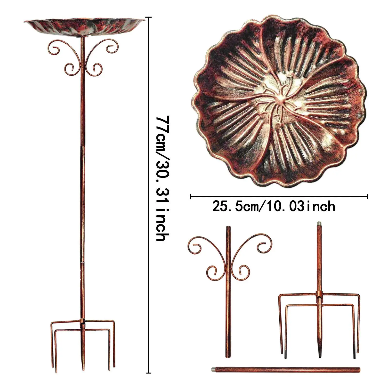 Cuenco para baño de pájaros, diseño Vintage, resistente con estaca de Base de puntas, baño decorativo para pájaros