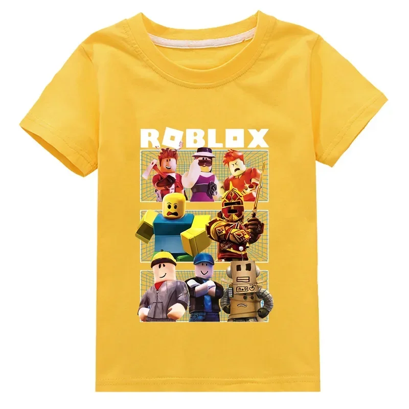 3D New Product ROBLOX Fashionable Children\'s Clothing for Boys and Girls Short-sleeved T-shirt Mesh Polyester Clothes Child Boy