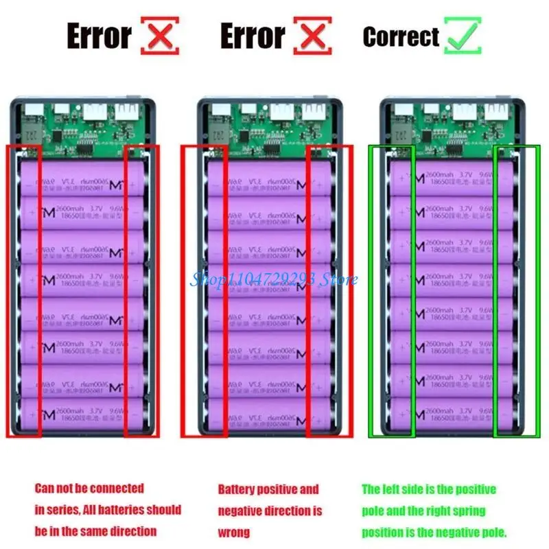

Y2GD Detachable LCD Display DIY 16x18650 Battery for Case for Shell External Box without Battery 5W Wireless Charg
