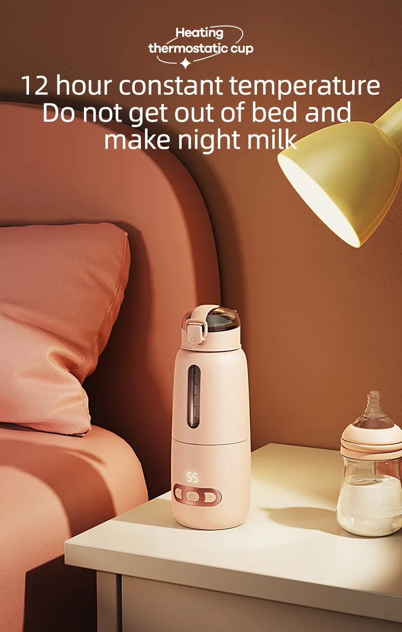 Portable Baby Milk Bottle heater Wireless 316 Food Grade Borosilicate Glass Body 15000mAh Constant 12 Hours Baby Bottle Warmer