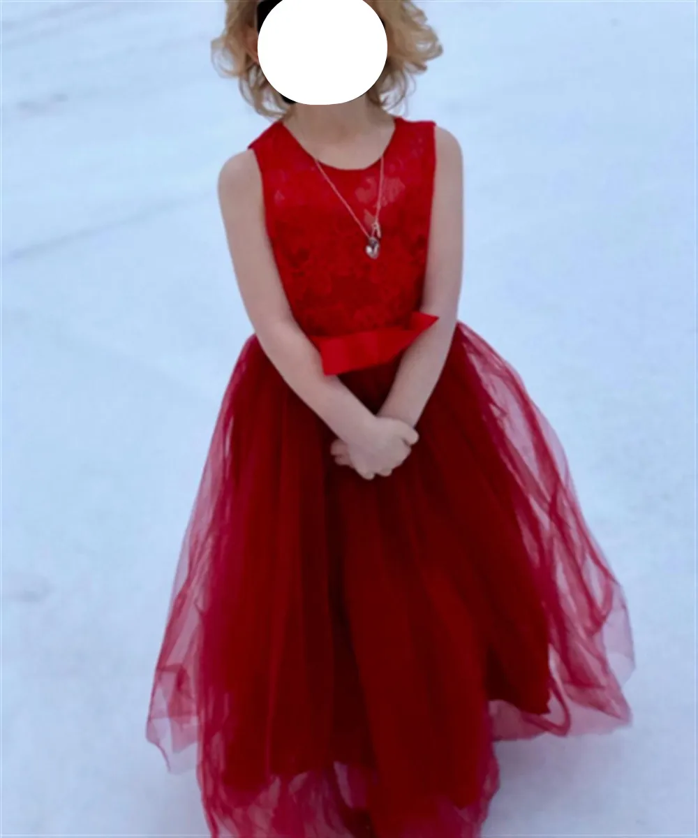 맞춤형 플라워 걸 웨딩 드레스 민소매 리본 벨트 공주 파티 행사 첫 영성체 정장 어린이용