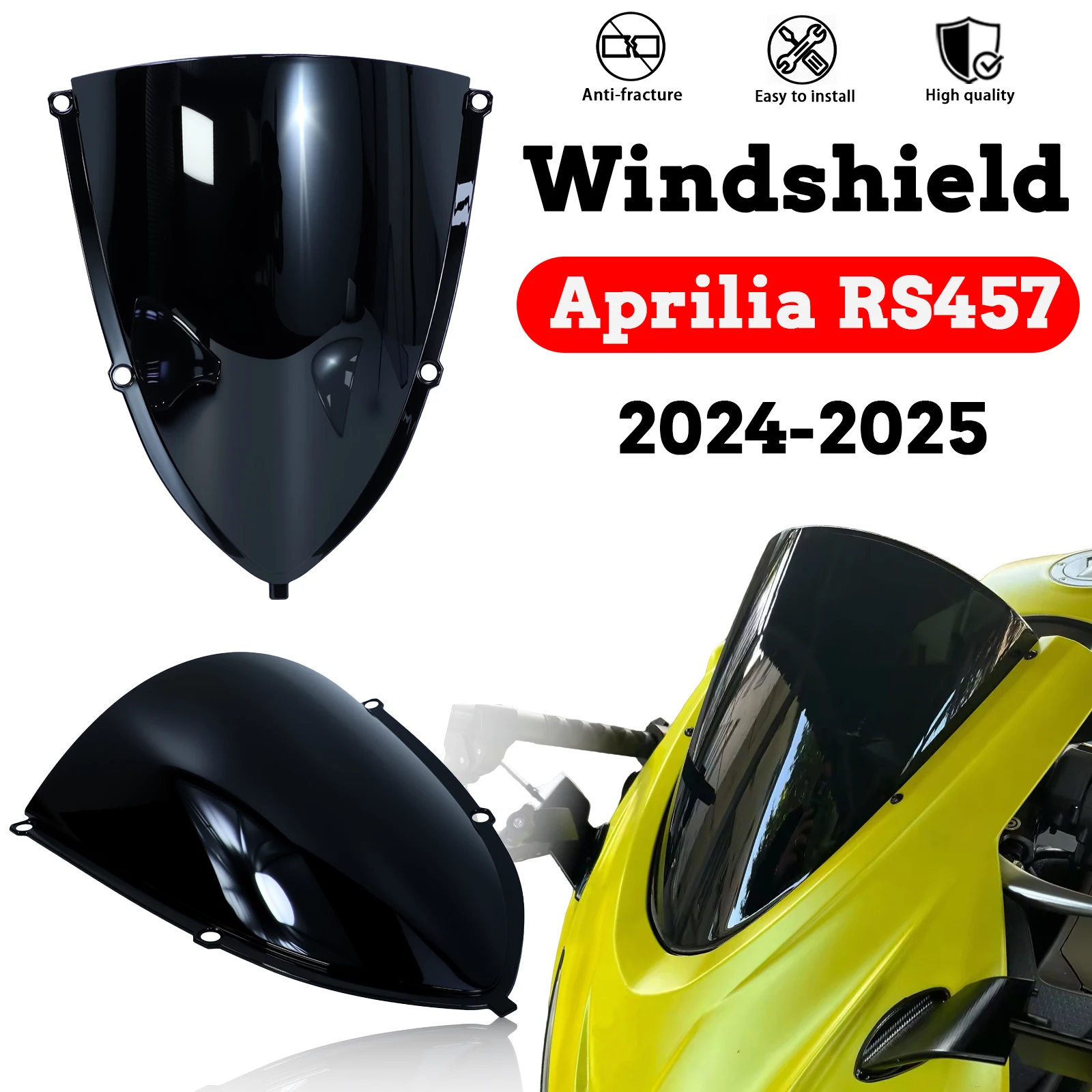RS457 Motorrad-Windschutzscheibe für Aprilia RS457 Motorrad-Windschutzscheibenverkleidung Windabweiser RS457 Double Bubble Windschutzscheibe 24-25