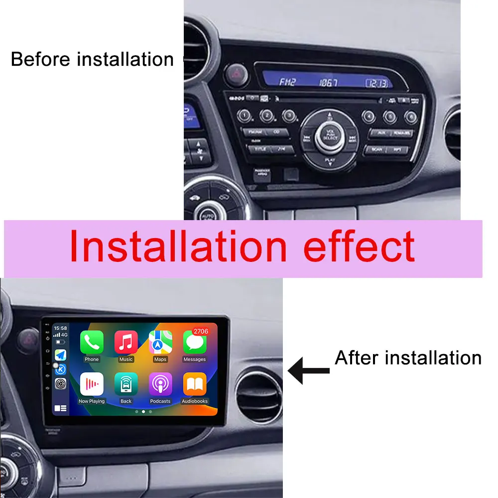 Split Screen for Honda Insight 2 LHD 2009 - 2014  Autoradio CarPlay Car Radio Multimedia Player GPS Navi DSP Stereo QLED Screen