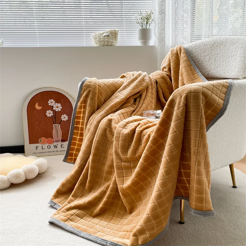 

Camel Plaid Jacquard Blanket Queen Size Bed Blanket Lightweight Soft and Breathable Blanket for Sofa Bed Coverlet All Seasons