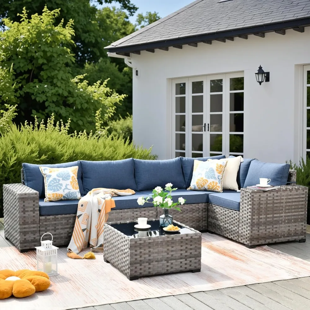 

Outdoor Patio Furniture Set,Outdoor Wicker Patio Sectional Furniture Sets,All-Weather Rattan Sectional Sofa Chairs Conversation