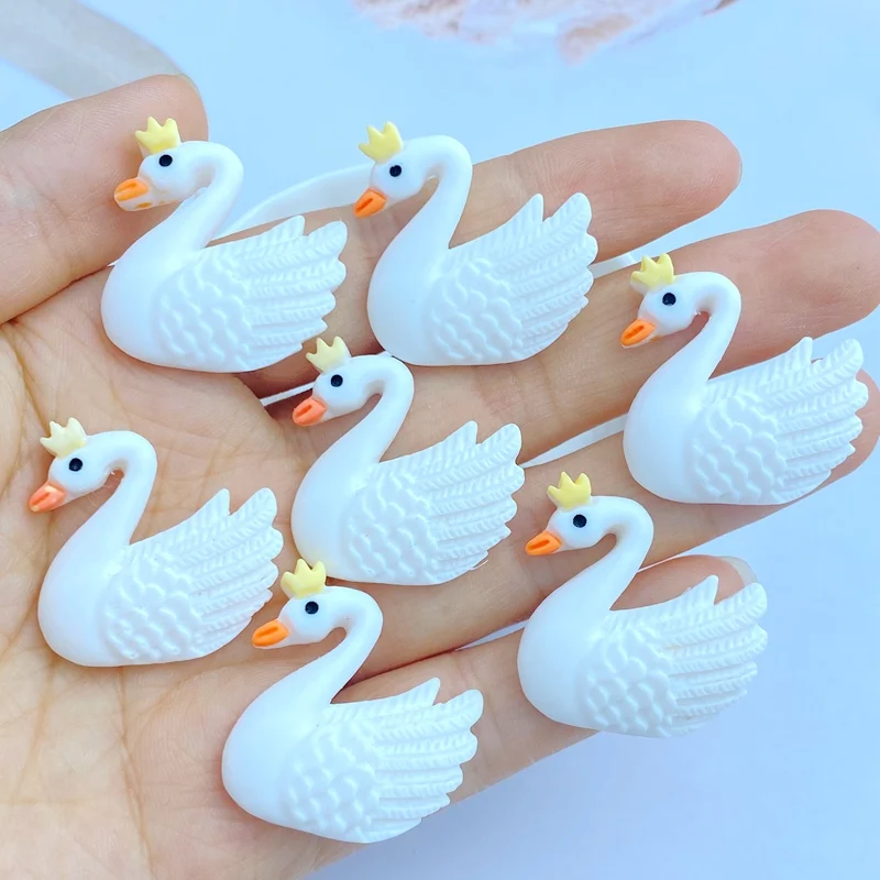 10Pcs New Cute Resin Mini 26*27mm White Swan Series Flat back Scrapbooking DIY Jewelry Craft Decoration Accessories