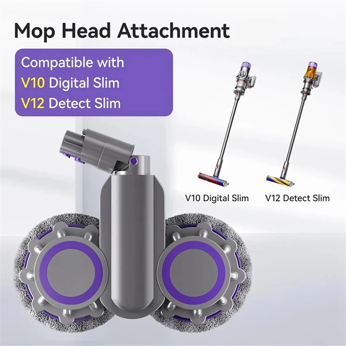 A56T Electric Mop Head Attachment for Dyson V10 Slim/ V12 Detect Slim Vacuum Cleaner Parts with Water Trank and Trigger Lock