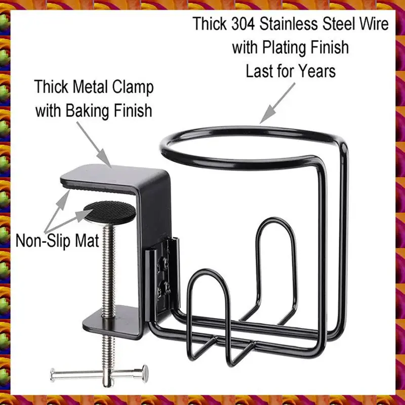 

BTCL Clip-On Table Cup Holder Metal Cup Holder Drink Cup Holder, Can Drinks Holder, Table Cup Holder, Clip-On Cup Holder