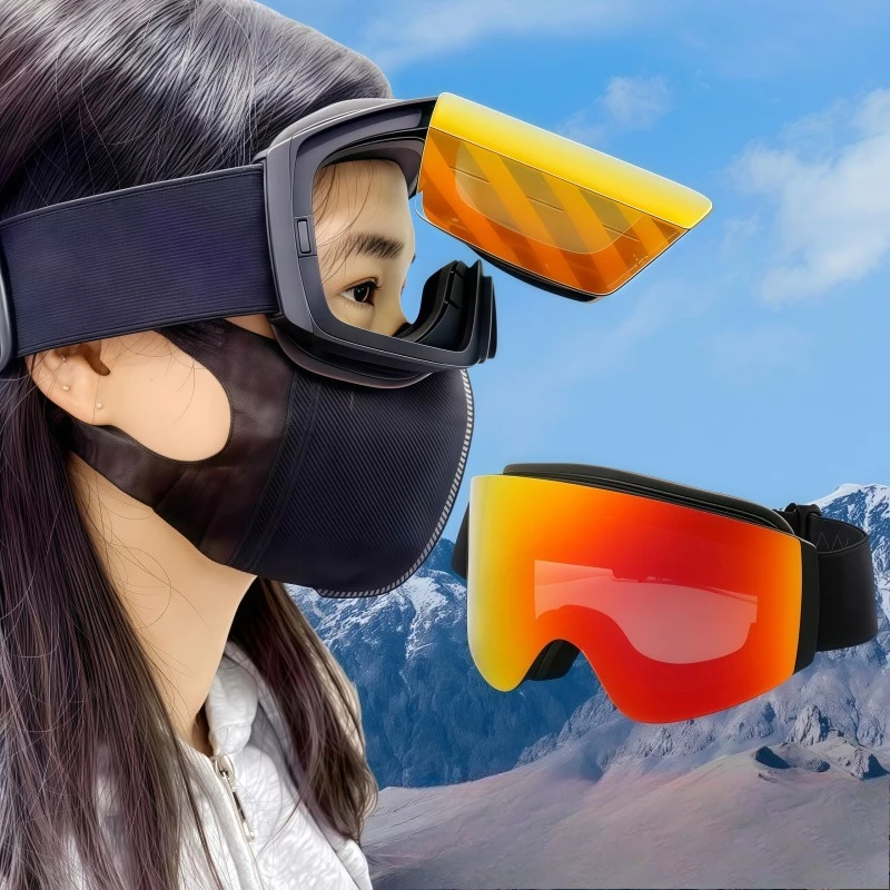 

Уличные двухслойные противотуманные лыжные очки с откидной спинкой для езды на сноуборде и езды на велосипеде