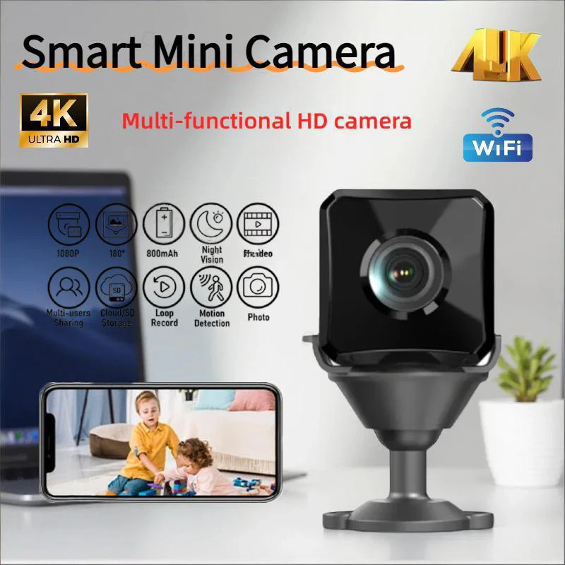

Mini 4K WIFI Camera HD Wide-angle Home Security Camcorder Long Life Night Vision Micro Cam Motion Detection Video Remote Monitor