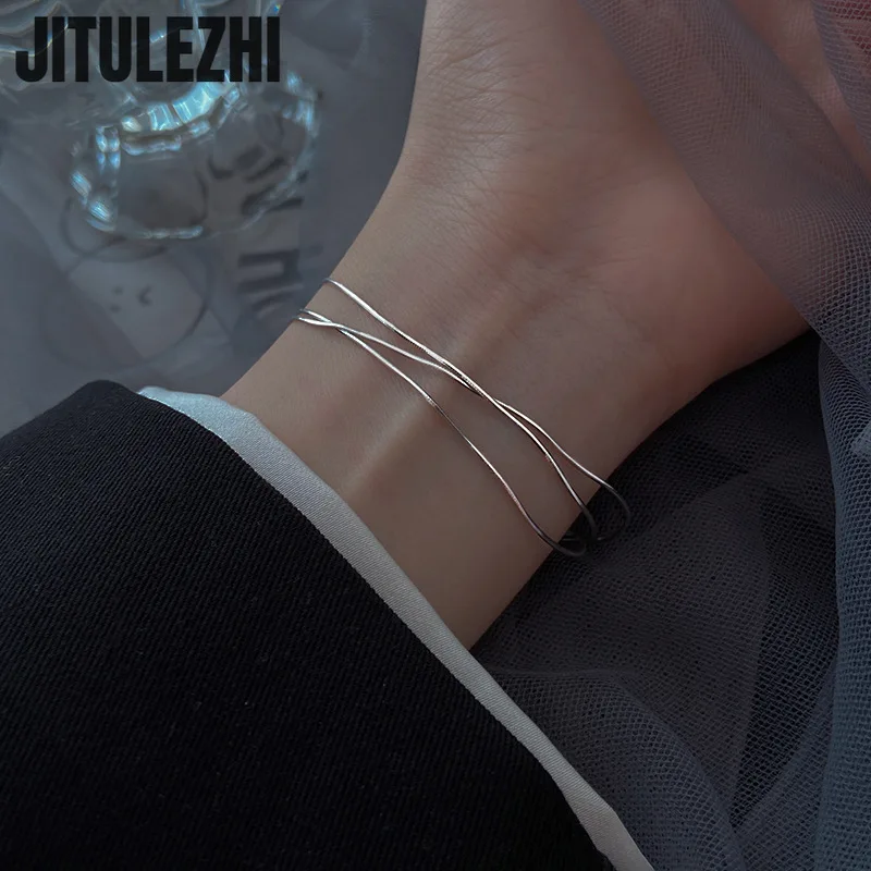 Pulsera de plata de ley 925 para mujer, brazalete de tres capas, diseño ligero y lujoso, Internet multicapa, Brac rojo