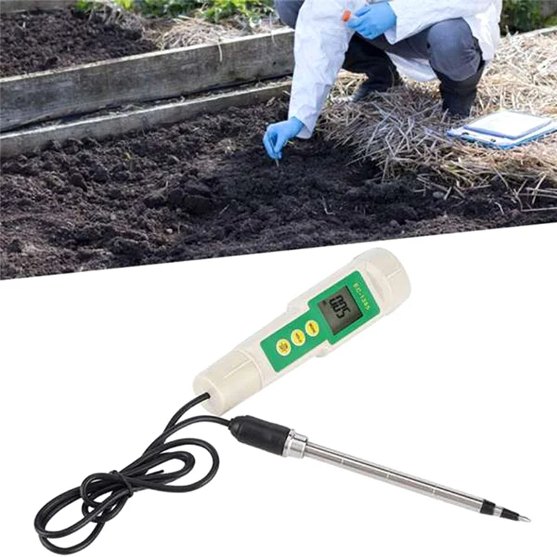 EC-3185 Soil Meter 3 in 1EC/TDS/CF Soil Tester Digital Garden Plant Soil Temperature Conductivity Tester with Probe