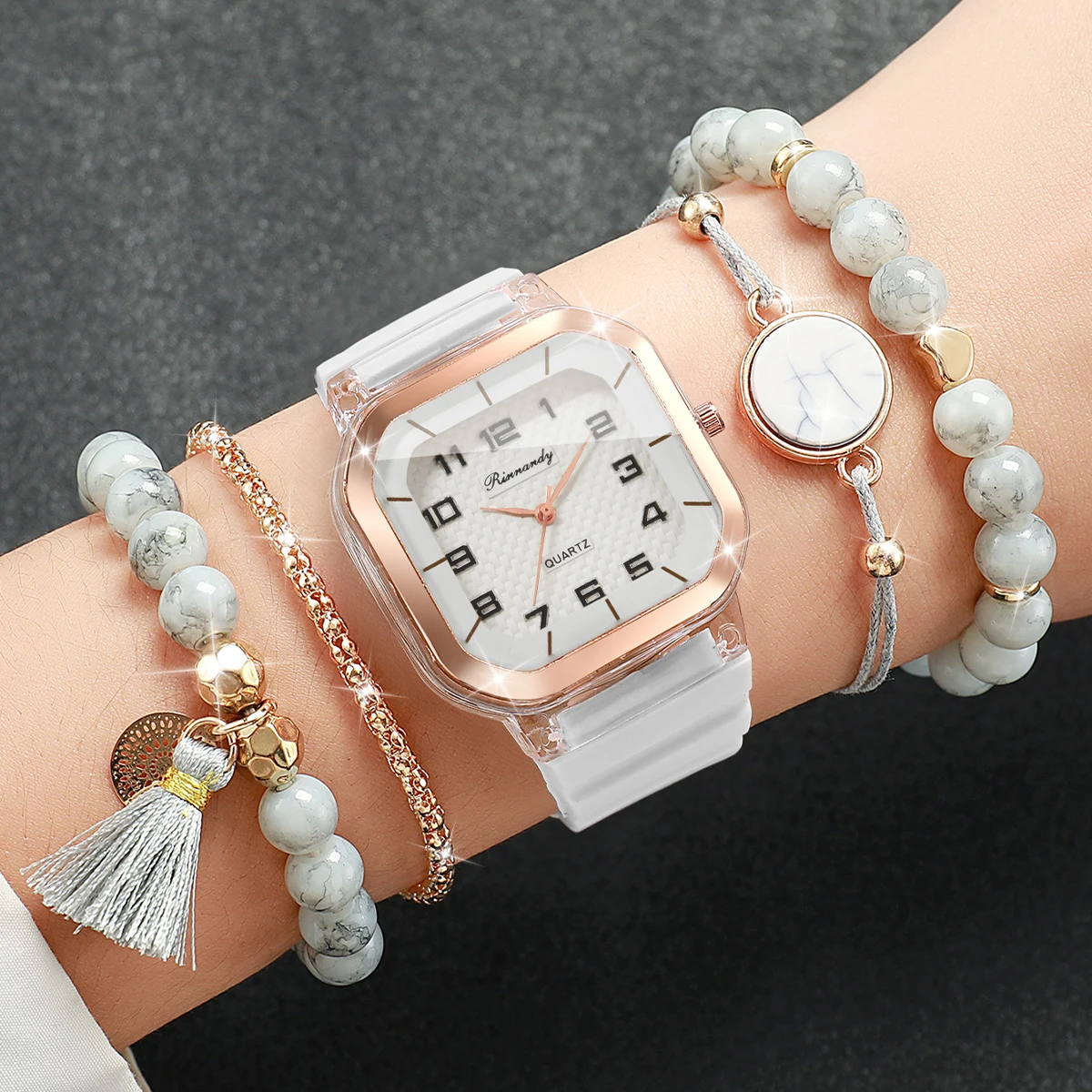 Silicone Band Women - 5 SZTUK Modny Zegarek Damski z