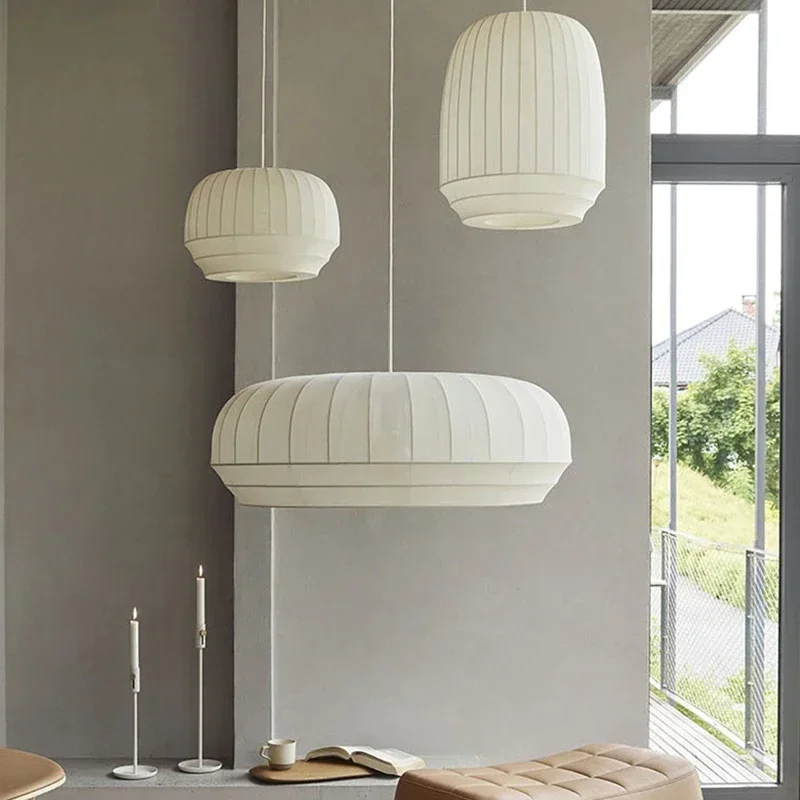 Nordic Circle cover design Cloth led pendant lights for living dining room food tables kitchen island home decor stripe fixture