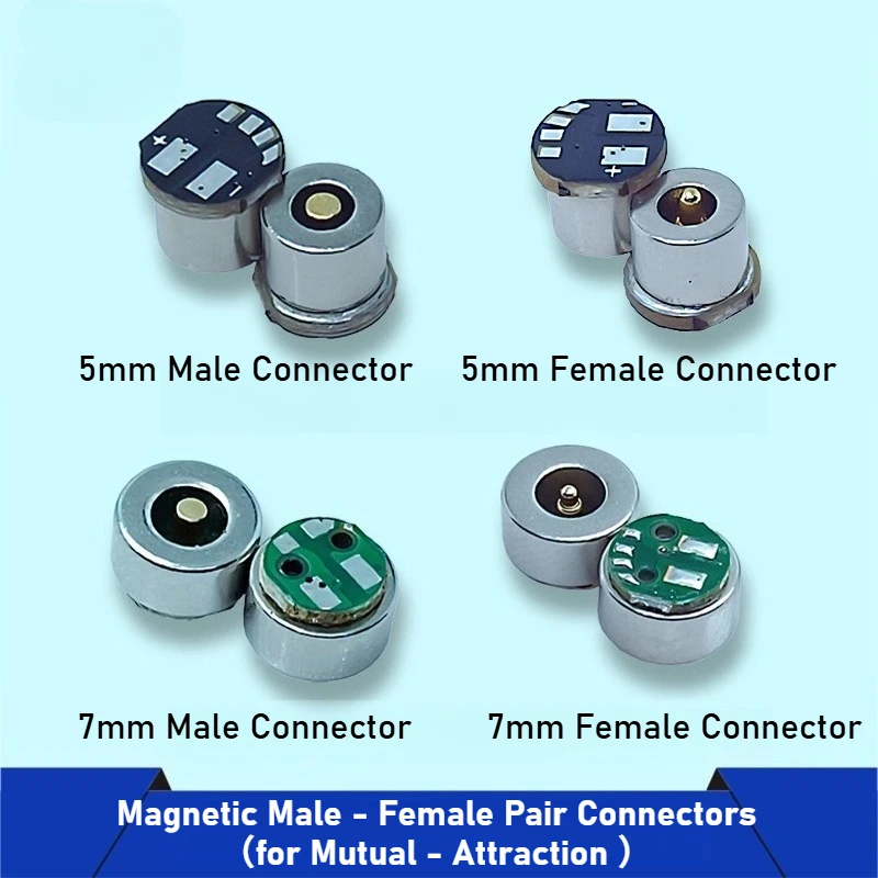 RTL202203 Magnetic Male-Female Pair Connector, Wire-Soldered Round 4/5/7/8mm, PCB Strong Magnet, Thin Switch Plug