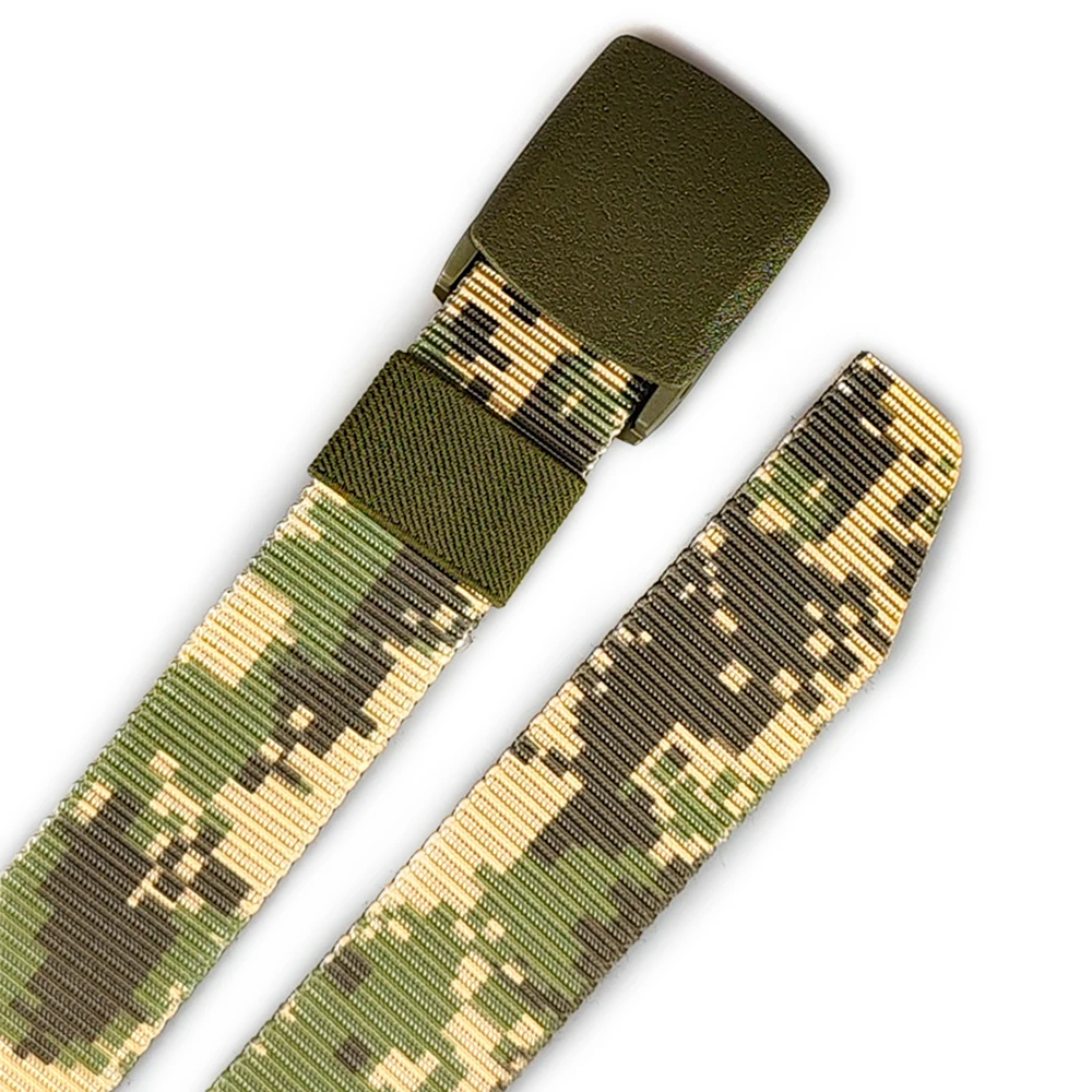 Unisex Military Camouflage Nylon Verstellbarer Gürtel Outdoor Reise Taktischer BundKeine Metallschnalle Hosen Jeans Gürtel für Momen – Detail 2