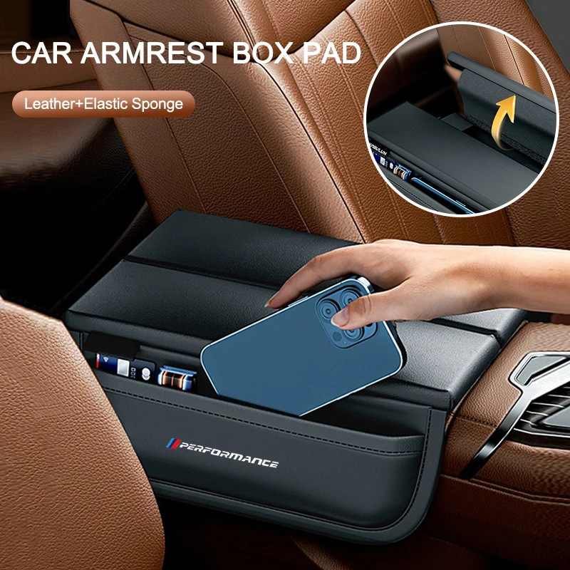 

Leather Car Armrest Storage Box Mat Center Arm Rest Cushion For BMW Performance M3 M5 M6 M Power E70 F11 G20 F25 E30 F31 E83 F20