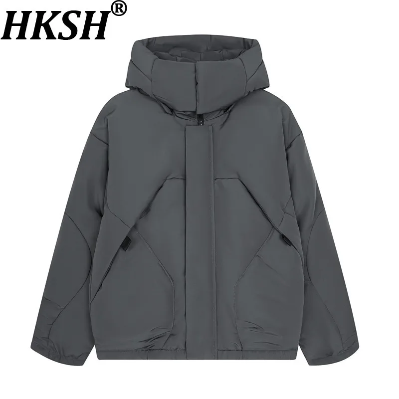 

HKSH зимняя новая мужская темная модная элитная теплая свободная повседневная шапка со съемным дизайном, модная пуховая куртка с капюшоном в стиле панк, пальто HK14534