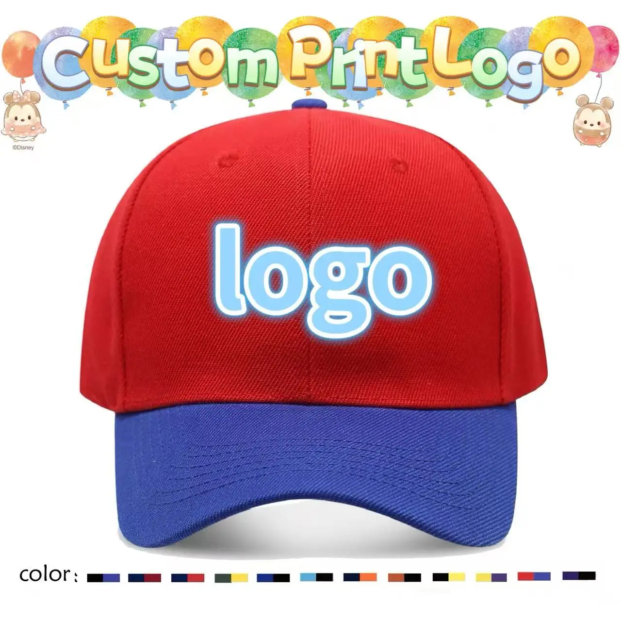 Customized Printed Logo Baseball Cap Men Women Solid Color Blocking Casual Sport Hat Outdoor Sun Protection Dad Caps