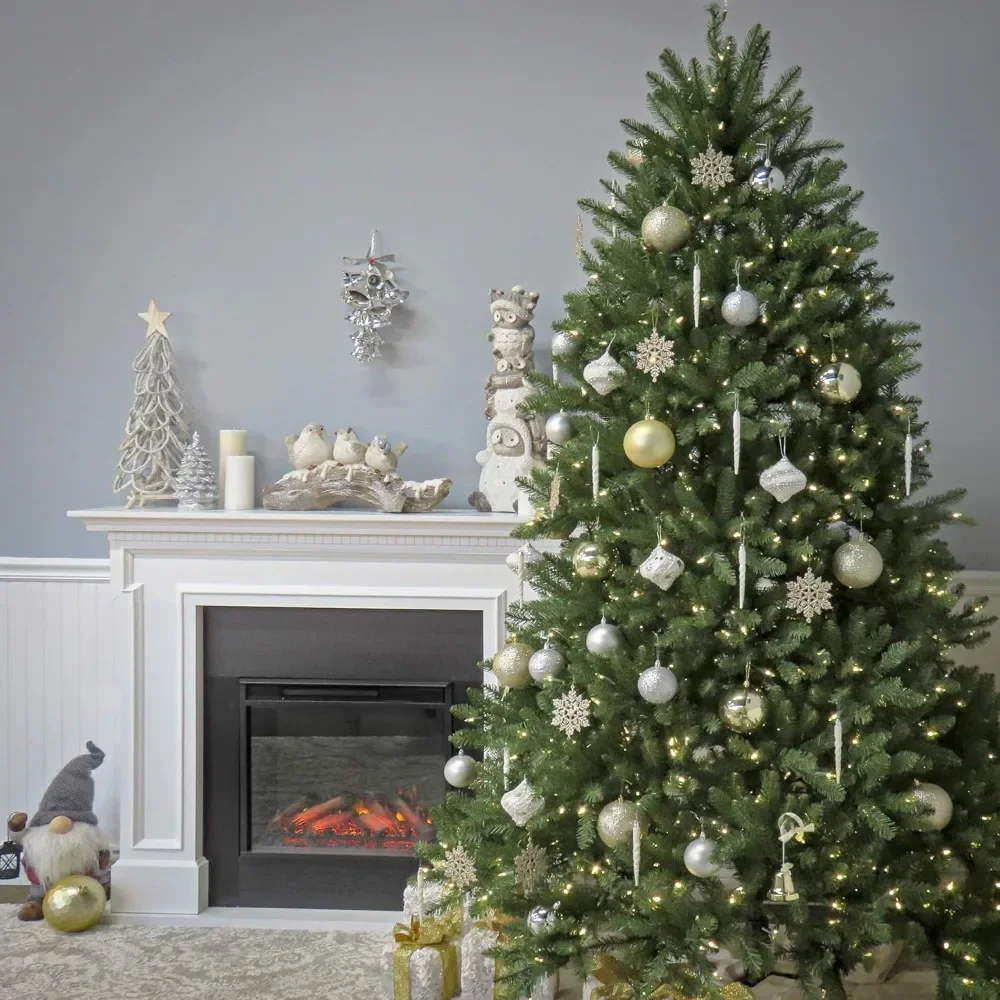 

9FT Christmas Tree Pre-Lit Artificial Full Decor Tree,White Lights, Includes Stand, Christmas Decoration 2024