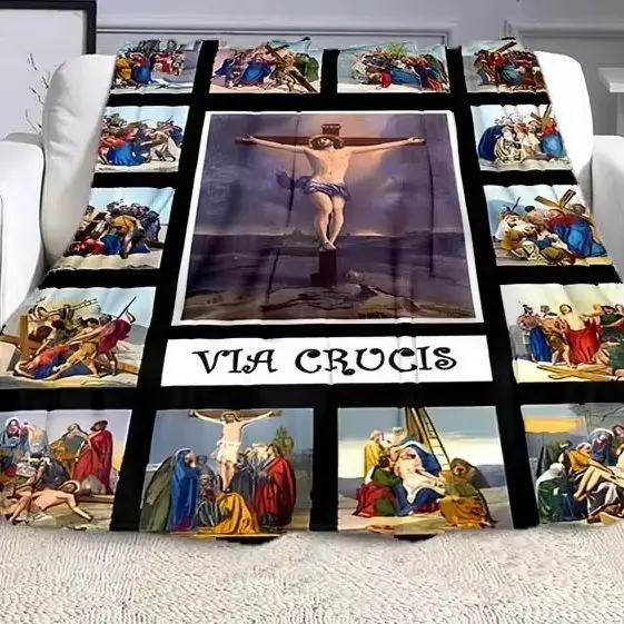 Jesus and The Virgin Mary Print Blanket Faith Religious Blanket Soft Warm Throw Blanket Sofa Bedding Birthday Gifts Blanket