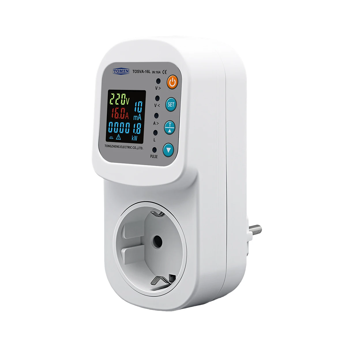 TOMZN 6IN1 Plug Socket 16A Voltage Protector Adjustable Power Meter Energy Monitor Over Under Voltage Current Leakage Protection