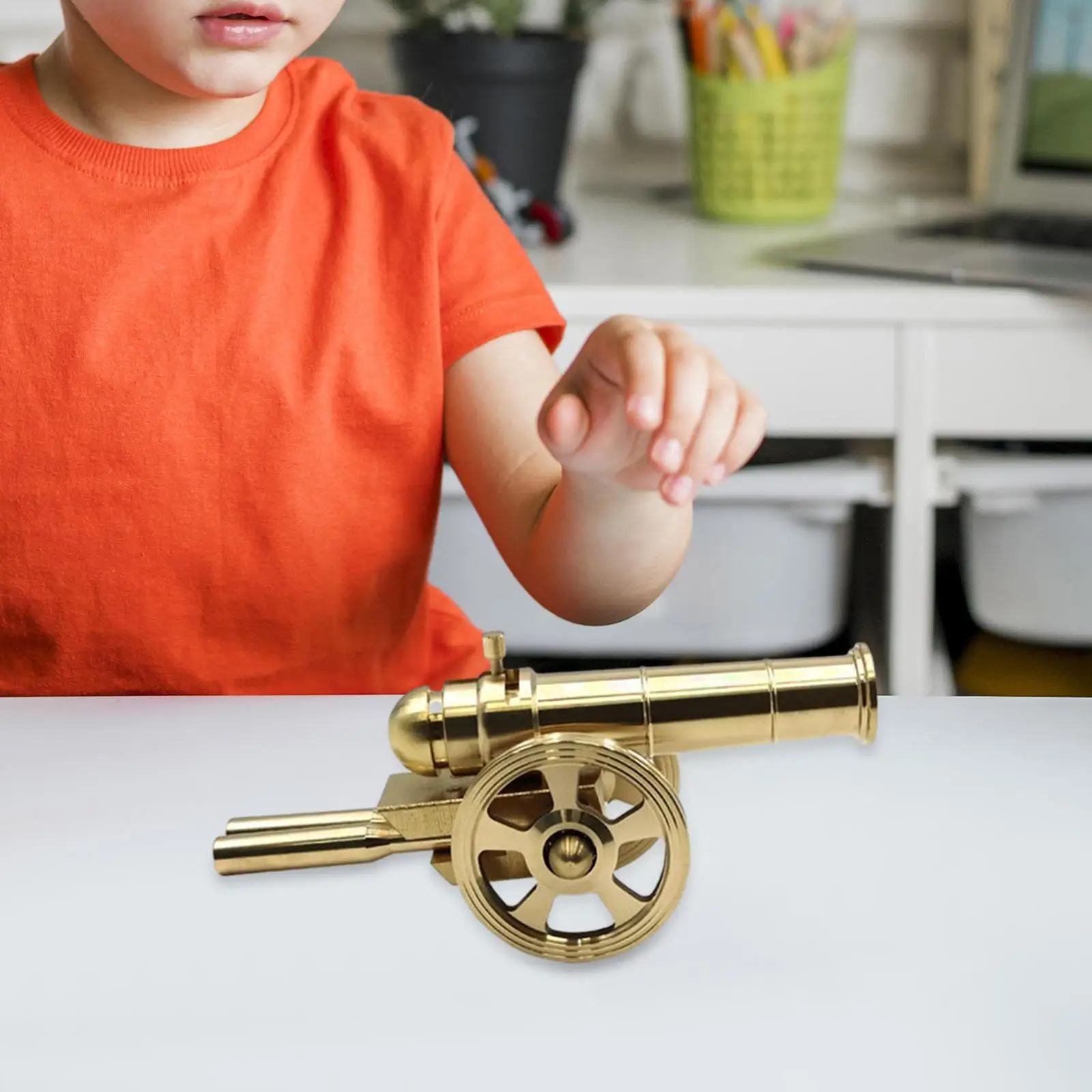 Cannon Model Solid Brass Cannon Sculpture Mascot Brass Statue Figurine for Bookshelf Office Table Ornament Housewarming Gifts