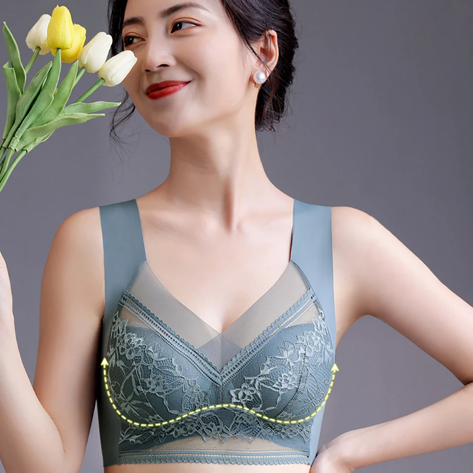 Women Stylish and Comfortable Daily Wear Solid Color No Trace Backless Lace Vest Style Bra Luxurious and Noble Women Bra